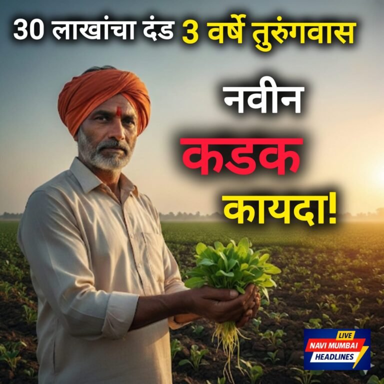 बोगस बियाणे विक्री करणाऱ्या कंपन्यांवर केंद्र सरकारचा नवीन कडक कायदा आणि ३० लाखांच्या दंडाची तरतूद दर्शवणारे प्रतिकात्मक चित्र.