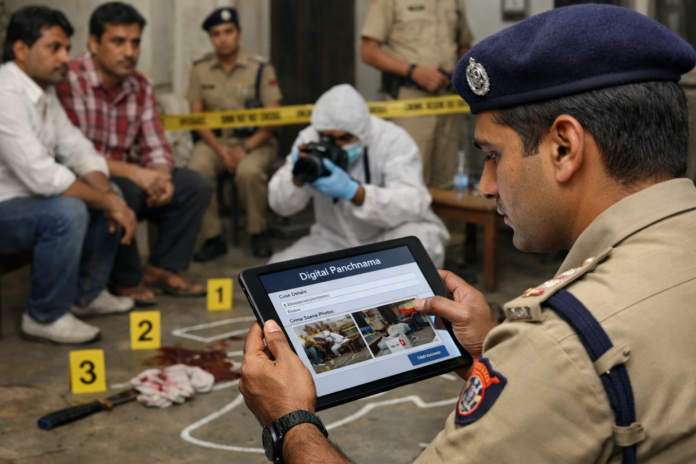 डिजिटल पद्धतीने पोलिस पंचनामा नोंदवताना तपासी अधिकारी