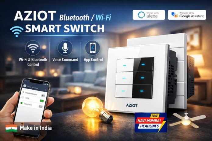 AZIOT Bluetooth Wi-Fi Smart Switch with mobile app and voice control features