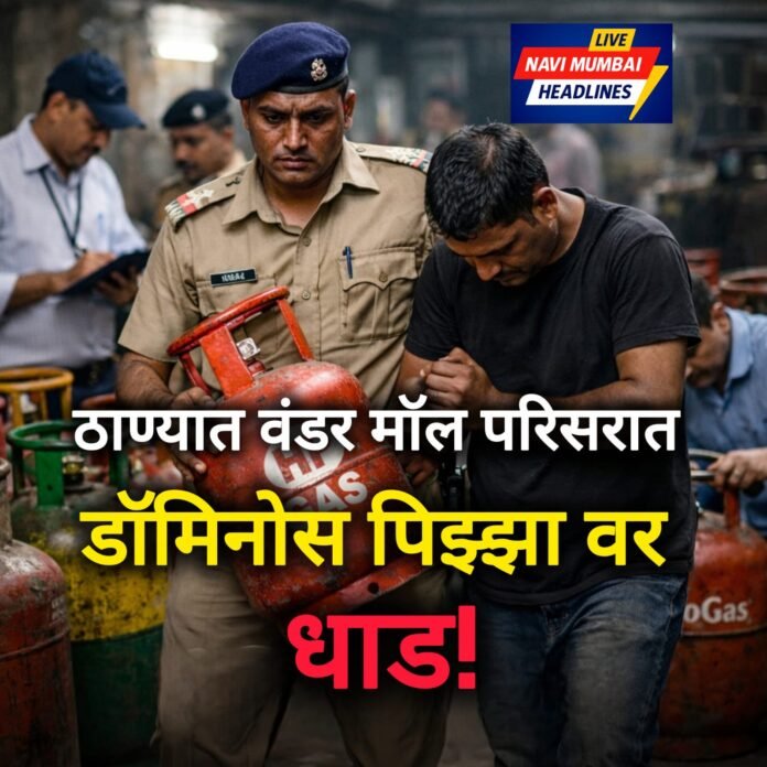 ठाण्यात डोमिनोज स्टोअरवर पोलिसांची धाड, गॅस सिलेंडर जप्त करताना आरोपी ताब्यात