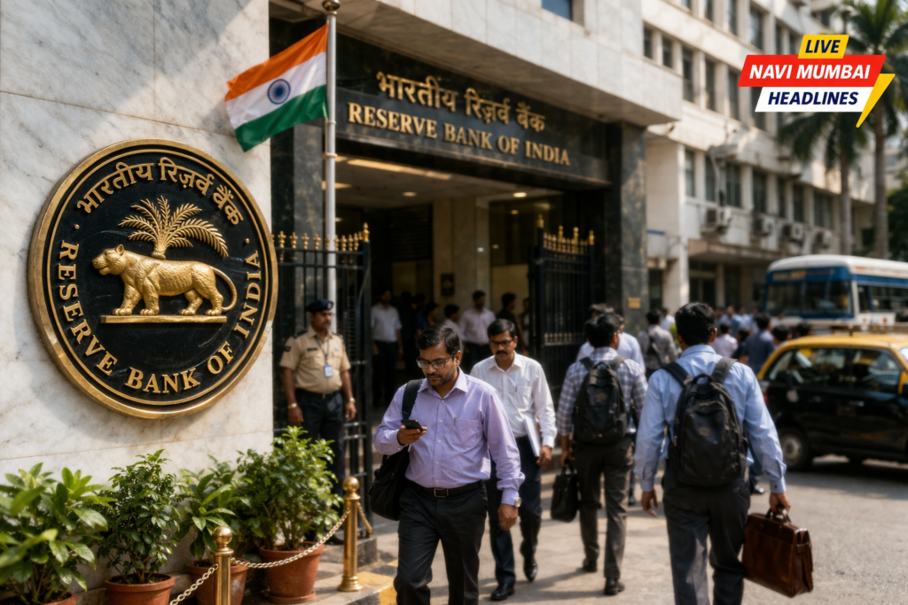 मुंबईतील रिझर्व बँक ऑफ इंडिया इमारतीसमोर चालणारी दैनंदिन हालचाल
