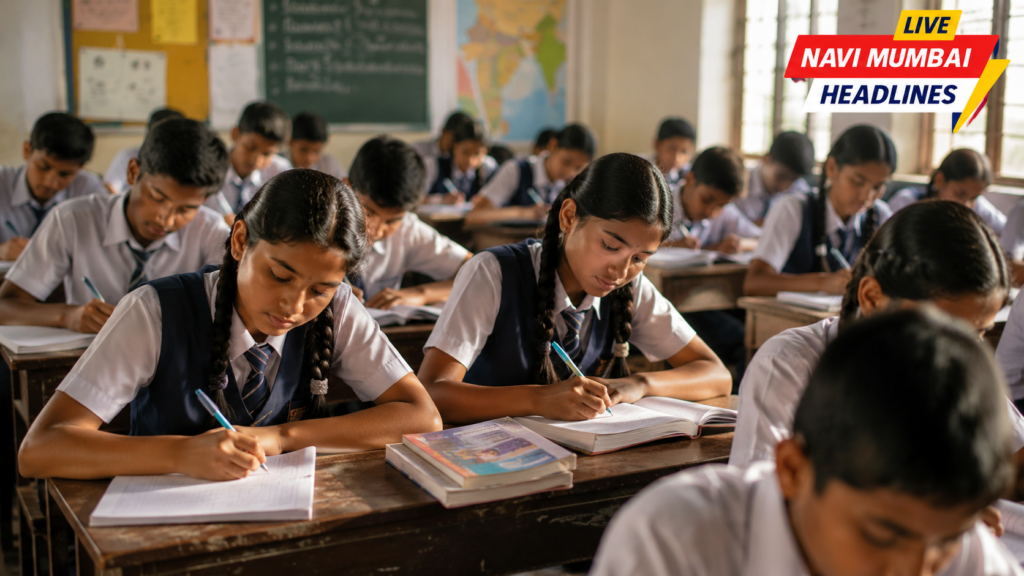 वर्गात अभ्यास करत असलेले बालगृहातील विद्यार्थी आणि विद्यार्थिनी
