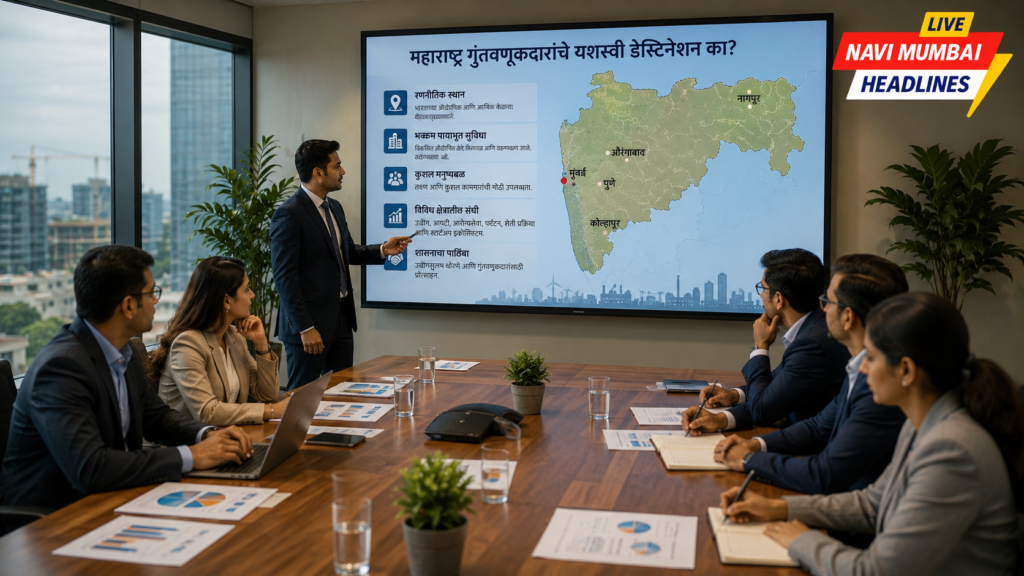 गुंतवणुकीच्या संधी दर्शविणाऱ्या महाराष्ट्राच्या नकाशासह उद्योग परिषद