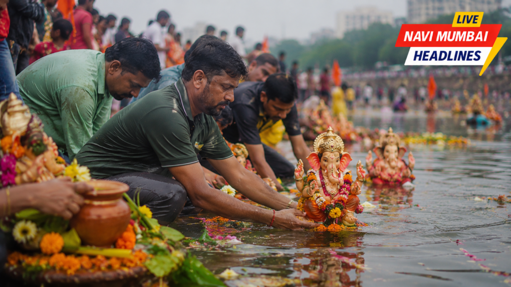 पर्यावरणपूरक गणेशोत्सवासाठी जलस्रोताजवळ गणेशमूर्तीचे विसर्जन